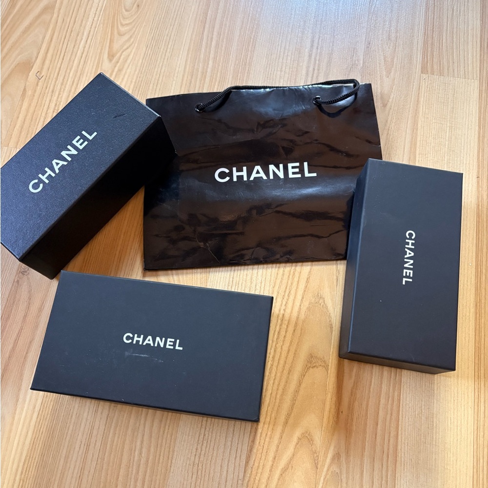 Chanel glasses boxes and bag